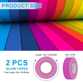 PATIKIL Glow in The Dark Gaffers Tape, 0.8 Inch x 65.6 Feet Colored Cotton Glow Tape Markers Fluorescent Glow in The Dark Tape Stickers for Party Decorations, Purple