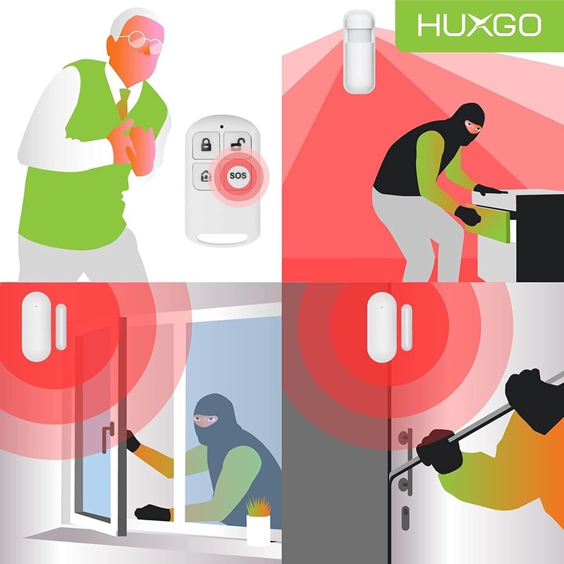 HUXGO HXA007 Wireless Alarm System WiFi + GSM Module with
