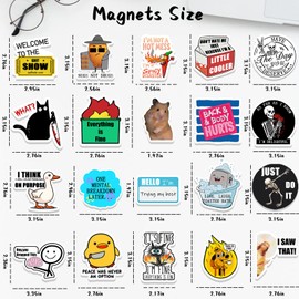 20Pcs Large Funny Magnets for Fridge Fun Meme Magnets Refrigerator Reusable Cute Animals and Weird Words Magnets on Office Supplies Work Home Decor Locker Cabinet Gifts