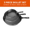 Commercial CHEF 3-Piece Cast Iron Skillet Set – 8 inch,