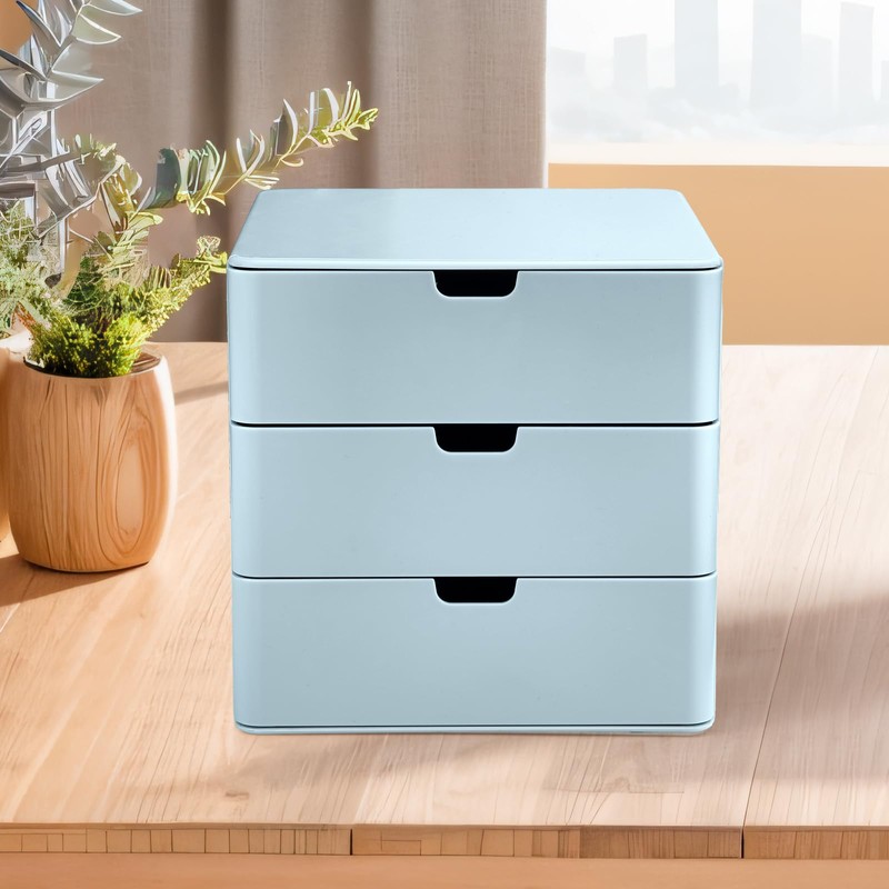 Dalanpa 3-Drawer Vanity Organizer, Compact Storage Organization Drawers Blue