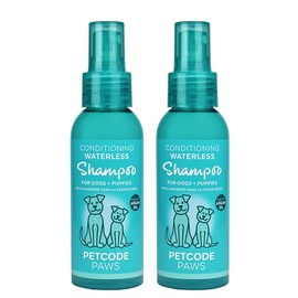 PETCODE Paws Conditioning & Waterless Shampoo with Argan Oil for Dogs & Cats - Natural Formula with Aloe-Vera for No-Rinse Grooming & Dog Cleansing with Lavender Vanilla Cedar Sent - 2 Pack 100 ML