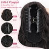 ALXNAN Claw Clip Ponytail,18 Inch Black Brown Ponytail Extension for
