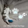 Cat Stud Earrings S925 Sterling Silver Cat Paw Mismatched Earrings
