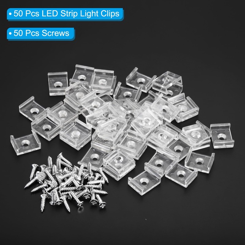 PATIKIL LED Strip Light Clips, Pack of 50 Mounting Brackets,