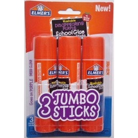 Elmers Jumbo Disappearing Purple School Glue Stick, 1.4 Ounce, 2 Packs of 3 Sticks, 6 Sticks Total