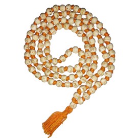 Purpledip Siddha Japan Garland Wooden Prayer Beads 108+1 Rabbit Rama Beads Unisex (12457B), Wood, Pearl