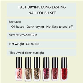 Rowcay 6 Bottles Nail Polish Set, No Tear No Bake Nail Polish Collection - Fast Drying Long Lasting Nail Polish Kit Nail Art Decoration for Women and Girls