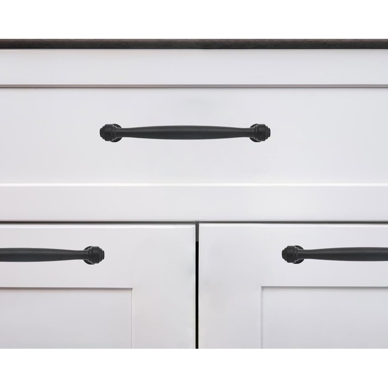 khtumeware 10 Pack 5 Inch(128mm) Matte Black Cabinet Pulls, Black