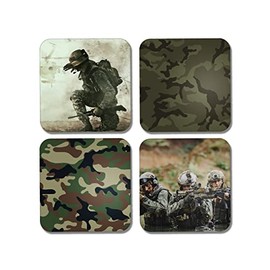 DV DESIGN 4 x Square Army Coasters - Pattern Armed Forces Camouflage Camo Gift #77903