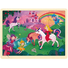 MoinKidz Wooden Puzzles for Kids Ages 3-5, 12 Piece Puzzle for 3 Year Old Fairy Princess, Preschool Toddler Puzzles for 3 4 5 Year Old with Picture Underneath