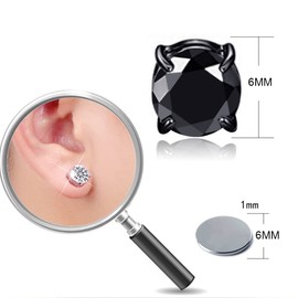 LIUJZZJ 6 Pairs Stainless Steel Magnetic Earrings for Men Women Girls Magnetic Stud Earrings Clips Tunnel Ear Clips Without Ear Hole Non Piercing Earrings Set Black Silver Tone, Stainless Steel