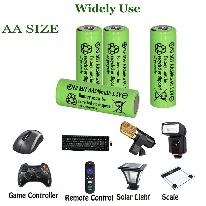 Yibatopow 16 Packs1.2V AA 300mAh Solar Lights Batteries Ni-MH Rechargeable
