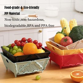 Pasta Strainer,Collapsible Colander,Collapsible Strainers and,Plastic Foldable Storage Basket,Space-Saving,BPA-Free,Dishwasher Safe Sink Drainage Basket for Fruits,Vegetables and Pasta（Black）