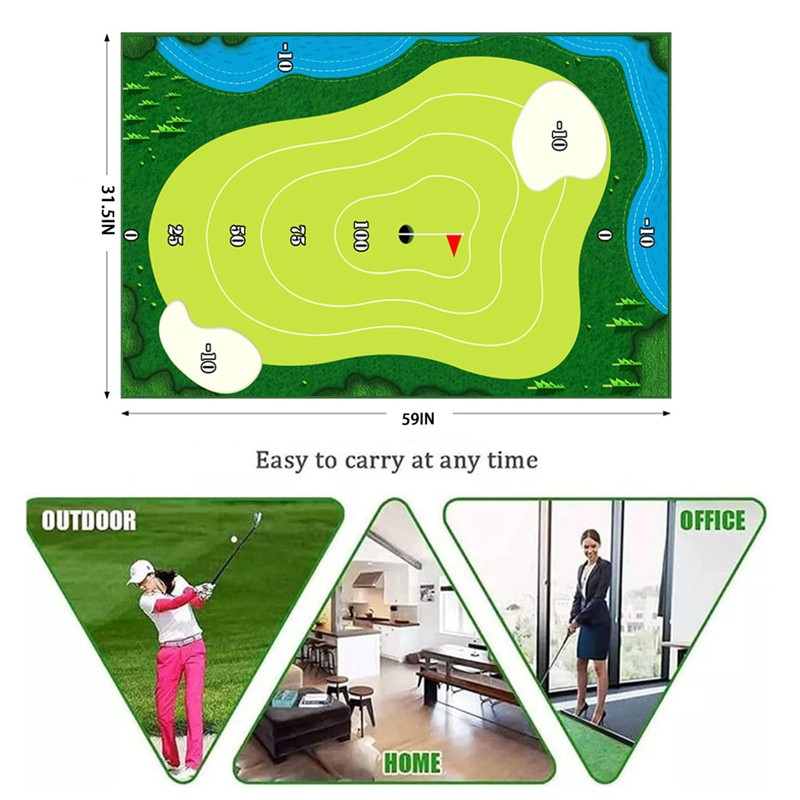 Portable Indoor/Outdoor Golf Game Set with Chipping Golf Play Mat,
