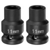 HARFINGTON 2pcs 6 Point Impact Socket 11mm Metric Socket 1/2"