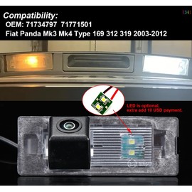 HD Car Vehicle Reversing Camera Rear Camera Security Camera Car Camera Parking Camera Reversing System Parking Aid Replacement for Fiat Panda Mk3 Mk4 Type 169 312 319/OEM: 71734797 71771501