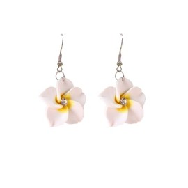 Hawaiian Plumeria Rubra Dangle Earrings Bohemia Tropical Flower Earrings Luau Beach Party Accessories for Women Jewelry-White