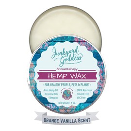 Junkyard Goddess Clear Hemp Wax • Protect, Condition, Nourish, Revitalize, Add Shine and Polish Wood Furniture, Leather, Metal. 100% Natural, Non-Toxic, Solvent-Free, VOC-Free (4 oz, Orange Vanilla)