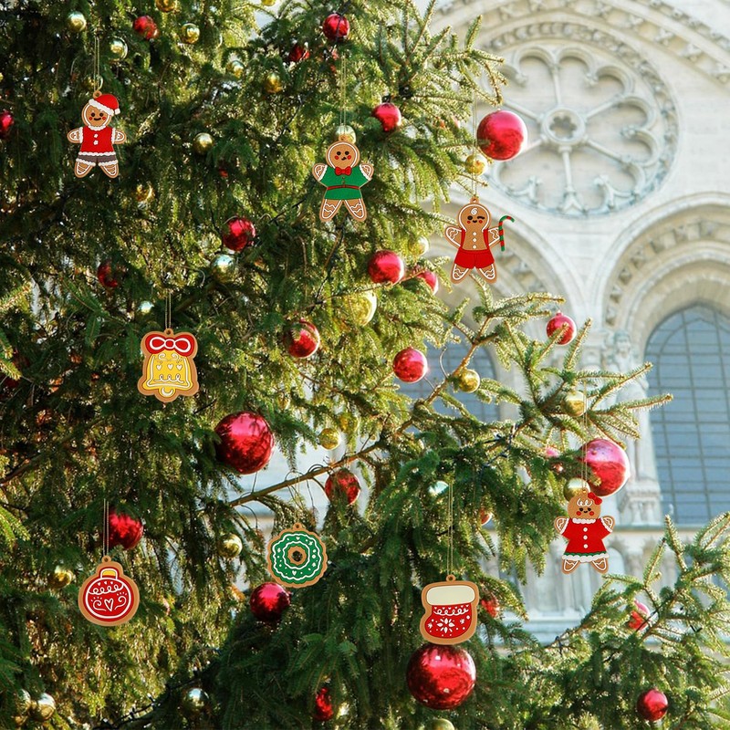 Tabanzhe 8PCS Christmas Gingerbread Man with Hanging Strings-Christmas Tree Gingerbread