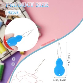 42 Pieces Plastic Needle Threaders, Gourd Shaped Wire Loop DIY Needle Threader Hand Machine Sewing Tool for Sewing Crafting Knitting Craft,6 Colors