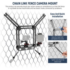 Neewer NEEWER Phone Fence Mount with Phone Holder for Game Changer Mounting, Shock Absorbing Baseball Tennis Court Chain Link Compatible with Mevo Start GoPro Insta360 DJI Action Camera iPhone, PA022 Black