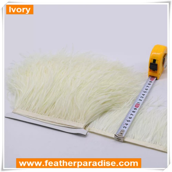 Feather Paradise Ivory Ostrich Feather Trims Fringes Tapes Sewn on