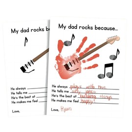 CJ&M Father's Day Music Handprint Gift | Kids' Handprint Keepsake | Teacher and Parent Resources | Crafts for Pre-K and Kindergarten Children | Father's Day Handprint Keepsake Art