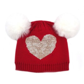 Yunison Baby Santa Hat Knitted Newborn Christmas Hat Toddler Xmas Santa Cap Unisex Pompom Hat for Christmas New Year Party