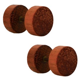16GA Round Wood Fake Cheater Plugs Earrings, Sold as a Pair (Medium Brown)