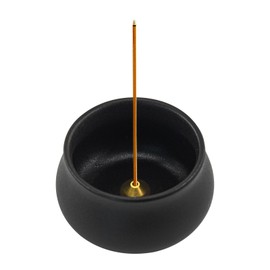 MrMrKura Ceramic Incense Holder for Sticks, Incense Burner Holder Ash Catcher with Non-Slip Pads, Incense Stick Holder for Unique Home Decor/Meditation/Yoga/Gift (Black)