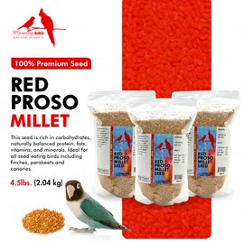 Morning Bird Red Proso Millet 4.5 lbs (3-Pack, 1.5 lbs Each) – Natural Bird Seed – Supports Feather Growth & Balanced Nutrition – Great Flavor, Energy Dense - Ideal for Finches, Parakeets & Pet Birds