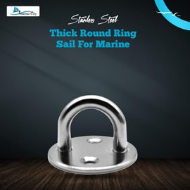 MARINE CITY Thick Ring Round Sail Shade Pad Eye Plate, Anti-Rust Stainless Steel, for Boat Rigging, Sailing, and Boating (Medium)