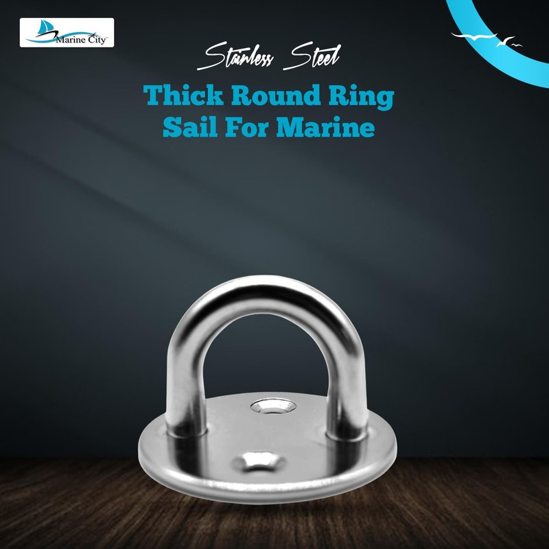 MARINE CITY Thick Ring Round Sail Shade Pad Eye Plate,