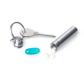 GUS Original Pill Fob, Made in USA, Stainless Steel Keychain Pill Holder, AAA Battery Holder