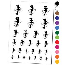 Spinning Jump Ice Figure Skating Skater Woman Temporary Tattoo Water Resistant Fake Body Art Set Collection - Black (One Sheet)