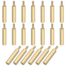 PATIKIL M2.5 x 22+6 mm Female Thread Hex Brass PCB Standoff, 20 Pcs for FPV Drone Quadcopter PCB Motherboard Steel Screw Nut Set Computer Electrical, Gold