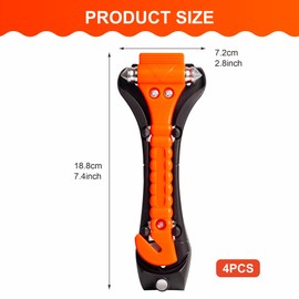 4 Pack Car Emergency Escape Tool Kit - Double-Ended Window Breaker & Seat Belt Cutter with High-Visibility Reflective Handle, Automotive Safety Hammer for Instant Glass Shattering & Emergency Egress