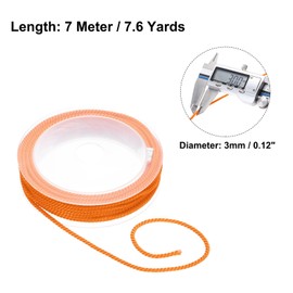 Rebower Trim Cord Rope, 3mm / 7.6 Yards Nylon Twisted Trim Cord Rope Thread String Rope Cord Braid Trim [for Sewing Home Decor Crafts] - 0.12 Inch/Bright Orange