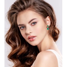 VONSSY Drop Dangle Earrings | Gemstones Waterdrop Teardrop White Gold Plated Crystal Hanging Cubic Zirconia Hypoallergenic Earrings | Stylish Jewelry Gift