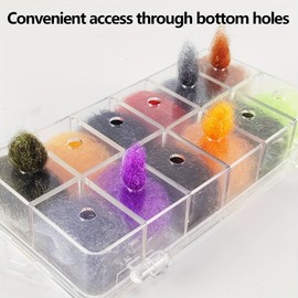 Aventik 12Colors Tika Sports Fly Tying Dubbing Set Microfiber Material for Dry Flies & Midge Crafting Line Yarn Scud Sand Worm Flies New Fly Tying Material for Nymph (Fine and Dry)