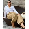 ZAFUL Womens Baggy Pants Cotton Linen Casual Summer Palazzo Pants