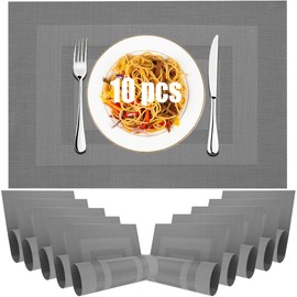MXCOCO 10pzas Manteles Individuales de Mesa, Tapetes de Mesa Antideslizantes para Servir a 10Personas, Resistente al Calor y Fácil de Limpiar y Reutilizable para Hogar, Cocina, Restaurante, Cafetería