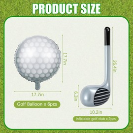 Chris.W 8 Pcs Golf Balloons Golf Birthday Party Decorations Kit 18'' Huge Golf Ball Balloons and Inflatable Golf Club Balloons Foil Golf Themed Accessories for Golf Themed Birthday Party Supplies