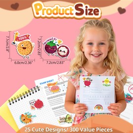 HORIECHALY 300PCS Scratch and Sniff Stickers, Scented Stickers for Kids，Incentive Smelly Summer Stickers, Motivational for Kids, Large Reward Stickers for Student Classroom Chart School Supplies