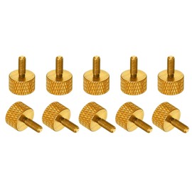 MECCANIXITY M3x8mm Knurled Thumb Screw, 10 Pcs Aluminum Alloy Flat Knurled Head Thumb Screws Bolts Grip Knobs Fastener for PC Computer Case, Yellow