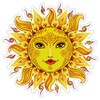 UNIQUE BRIGHT Cheerful Sun - Bumper Sticker/Decal (4.25" X 4.5")