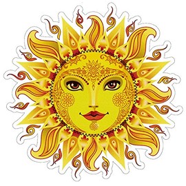 UNIQUE BRIGHT Cheerful Sun - Bumper Sticker/Decal (4.25" X 4.5")