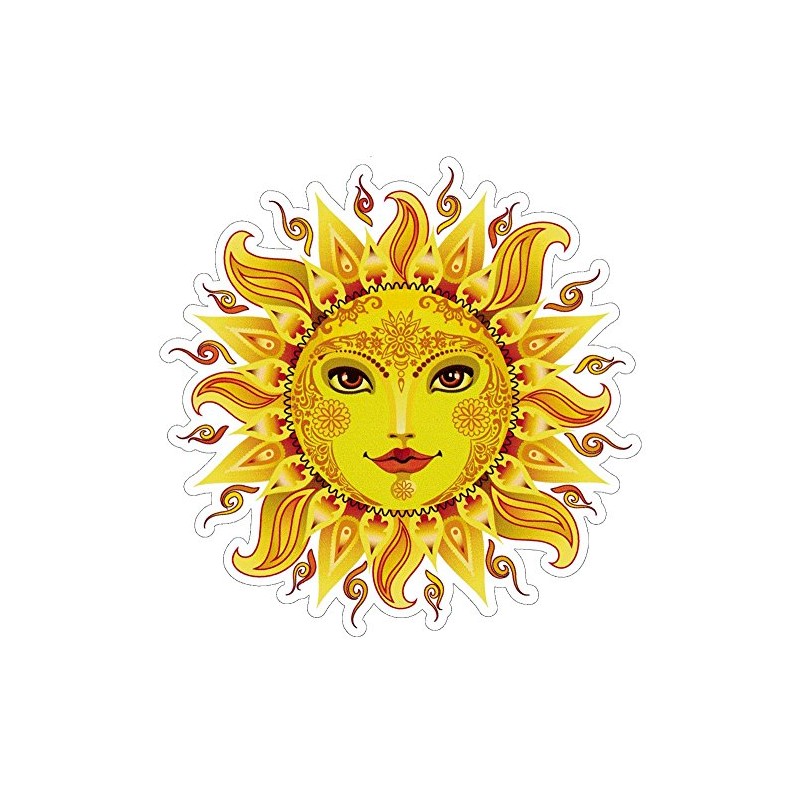 UNIQUE BRIGHT Cheerful Sun - Bumper Sticker/Decal (4.25" X 4.5")