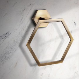 Canarm ATALEE Gold Towel Ring - 7.125" Luxurious Aluminum, Circular Wall-Mounted Towel Holder, Opulent Gold Finish for Elegant Bathrooms